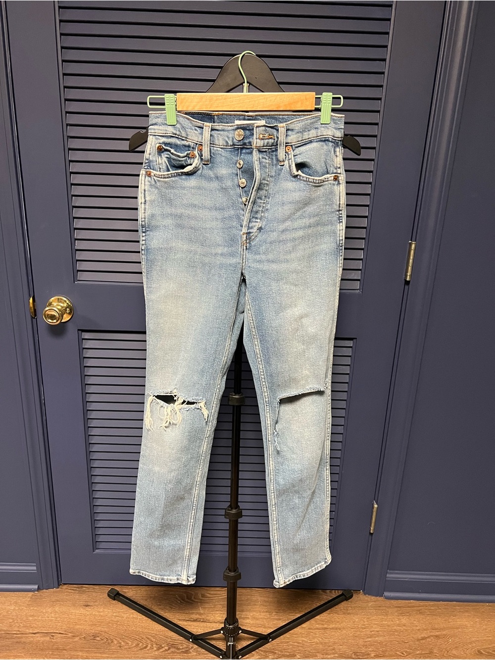 RE/DONE Light Blue Distressed High-Rise Women's Jeans